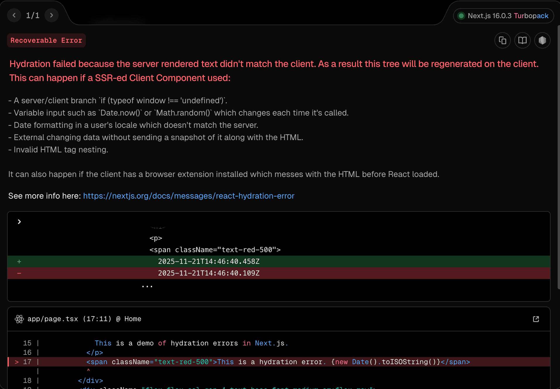 nextjs hydration errors